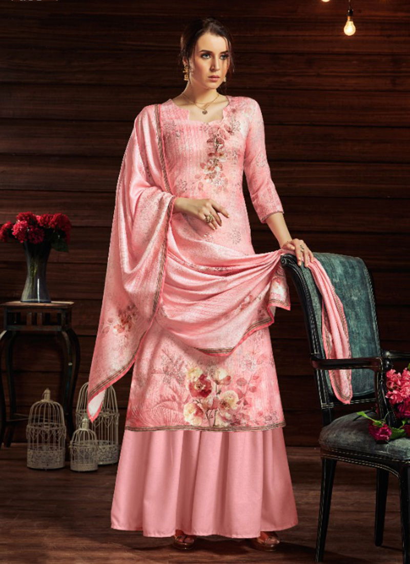Aavika Jam Cotton Sequence Embroidery Work With Digital Print Designer Plazzo Suit Collection 502-001-008